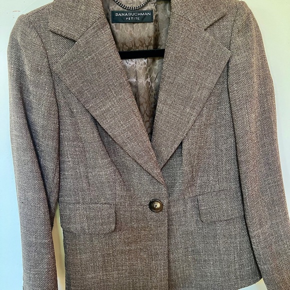 Classic Brown Dana Buchman Blazer Petite Small - Picture 1 of 6